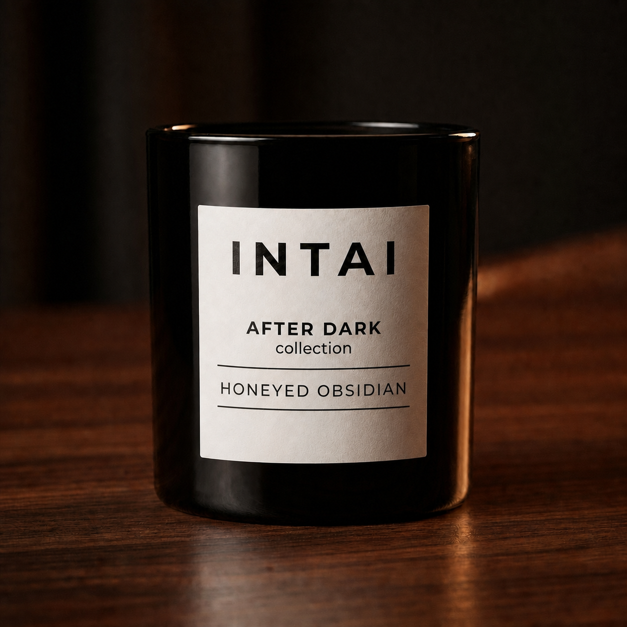INTAI Honeyed Obsidian black candle jar